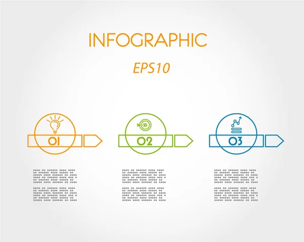 Flèches infographiques linéaires colorées avec anneau — Image vectorielle