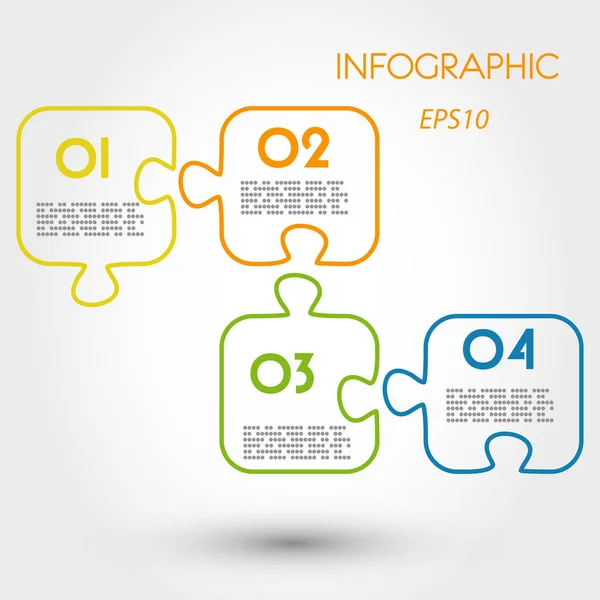 Infographie de puzzle linéaire coloré — Image vectorielle