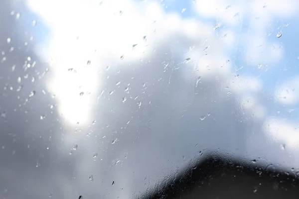 Gouttes Pluie Gros Plan Sur Verre Fenêtre — Photo