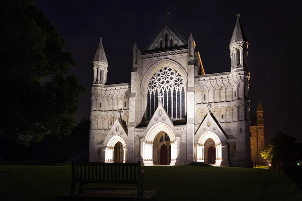 St Albans Opactwo oświetlenie Kościoła Anglii Uk — Zdjęcie stockowe