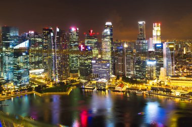 Singapur Finans bölgesine ve iş binalar peyzaj