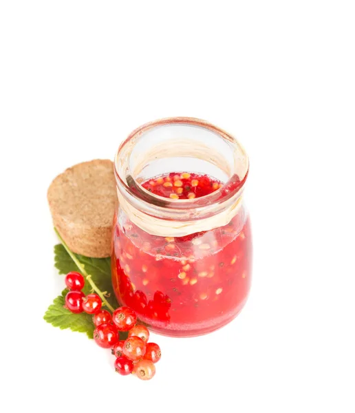 Red current homemade jam on white background — Stock Photo, Image