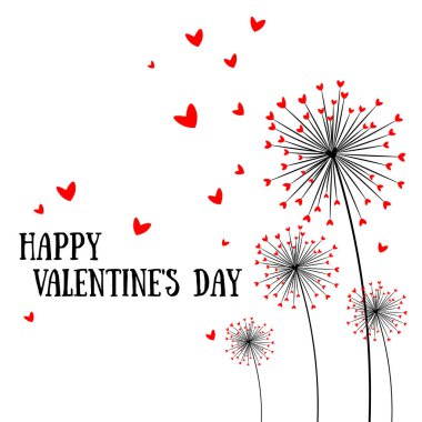 Sevgililer günün kutlu olsun. Güzel karahindiba. Beyaz arka planda soyut kalp çiçeği. Aşk Karahindiba.