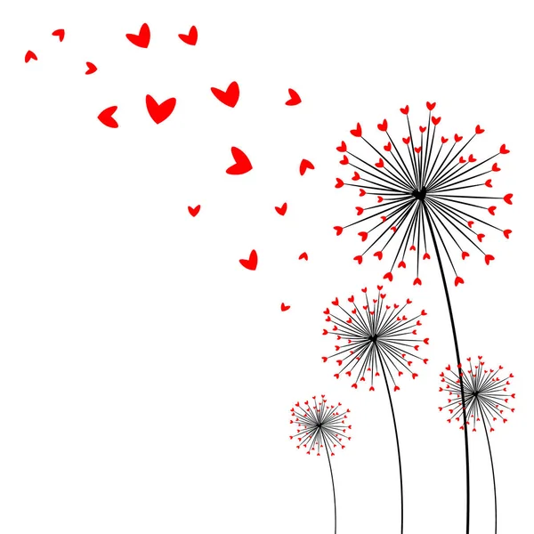 Κάρτα ευτυχισμένη ημέρα του Αγίου Βαλεντίνου. Όμορφη πικραλίδα. αφηρημένο λουλούδι της καρδιάς σε λευκό φόντο. Πιτυρίδα αγάπης. — Διανυσματικό Αρχείο