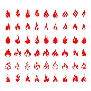 Ateş için vektör ikonlar. Alev simgeleri. Alev logosu, ateş simgesi.
