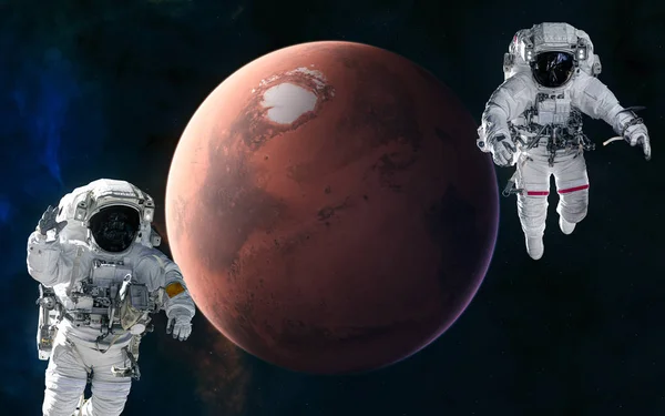 Astronautas, planeta vermelho. Marte, o sistema solar. Ficção científica — Fotografia de Stock