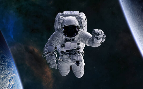 Astronaut in open space. Science fiction