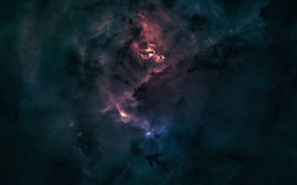 Leuchtende rote und blaue Nebel des Weltraums — Stockfoto