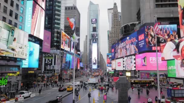 Janvier 2020 Vue Sud Broadway Depuis Escalier Times Square Bâtiments — Video