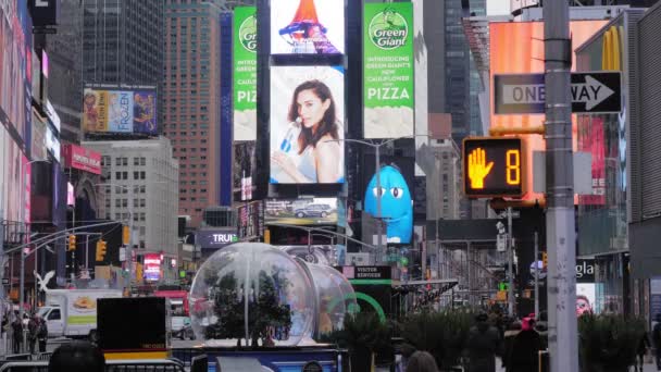 Janeiro 2020 Contagem Regressiva Semáforo Pedestres Times Square Nove Segundos — Vídeo de Stock