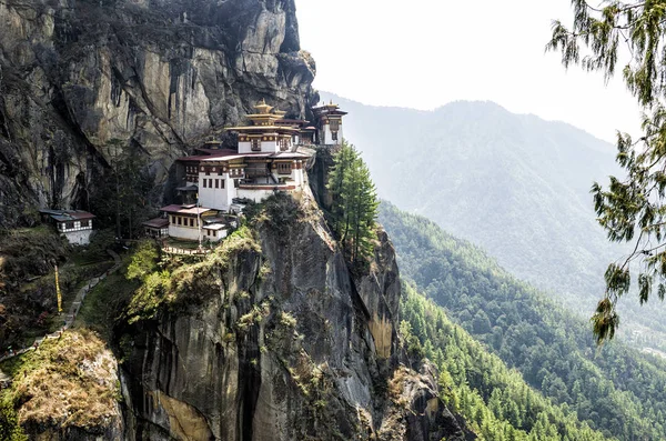 Taktshang Монастир Бутан Тигрів Nest Монастир Також Відомий Монастир Лакханг — стокове фото