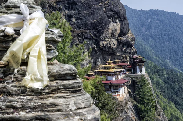 Zobacz Punkt Taktshang Klasztor Bhutan Tigers Nest Klasztor Znany Również — Zdjęcie stockowe