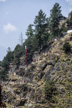 Kaplanlar yuva Manastırı da Taktsang Palphug Manastırı biliyorum. Cliffside Vadisi'nin üst: Paro, Bhutan, yer.