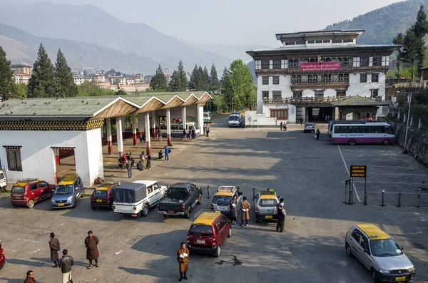 Główny Autobus Taksówka Terminal Kabiny Thimphu Bhutan — Zdjęcie stockowe