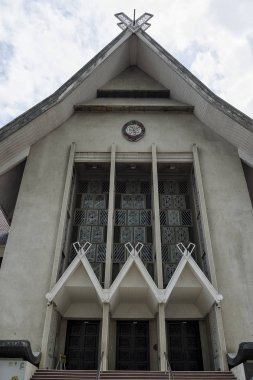 Malezya 'nın Kuala Lumpur kentindeki Muzium Negara' nın dış mimarisi - Malezya Ulusal Müzesi (Muzium Negara) Kuala Lumpur, Malezya 'daki Jalan Damansara' da yer almaktadır..