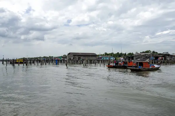 位于马来西亚Kampung Bagan Sungai Lima的一个真正的中国渔村 Kampung Bagan Sungai Lima坐落在距主要村庄Pulau Ketam的第五河畔 — 图库照片