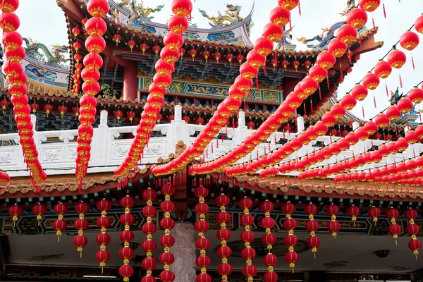 Thean Hou Tempel Versierd Met Hangende Rode Lantaarns Tijdens Chinees — Stockfoto