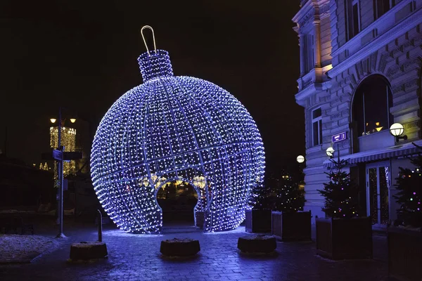 New Year Ball Lightened Street Moscow — Stock Photo, Image