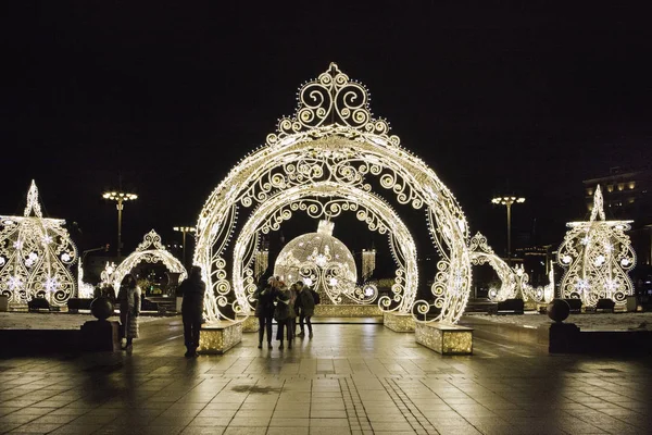 New Year Illumination Lights Street Moscow — Stock Photo, Image