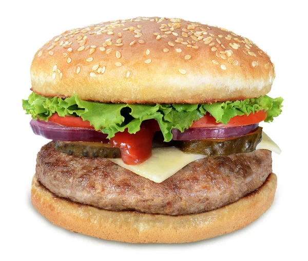 Hamburger απομονώνονται σε λευκό φόντο — Φωτογραφία Αρχείου