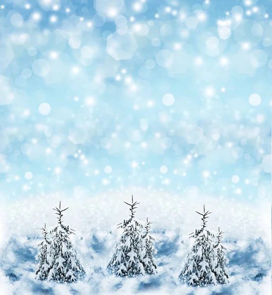 Wald im Frost. Winterlandschaft. Schneebedeckte Bäume. — Stockfoto