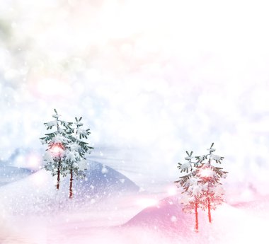  Donmuş orman. Kış manzarası. Karla kaplı ağaçlar