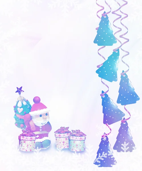 Kartki świąteczne. Mikołaj i prezenty. — Zdjęcie stockowe