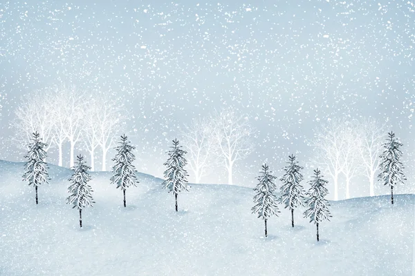 Skog i frosten. Vinterlandskap. Snötäckta träd. — Stockfoto