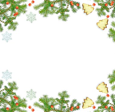 Noel kompozisyon. Yeşil Ladin mo meyveleri ile dekore edilmiştir.