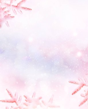  Karla kaplı ağaçlarla donuk kış ormanı.