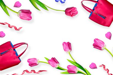 bahar çiçekleri beyaz arkaplanda izole laleler. 