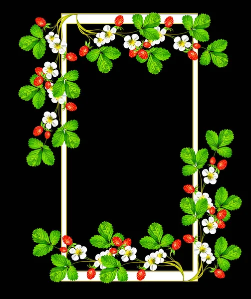 Gałąź jagód i truskawek kwiaty — Zdjęcie stockowe