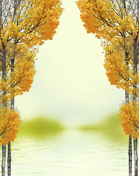 autumn landscape with bright colorful foliage. Indian summer.
