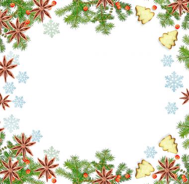 Noel kompozisyon. Yeşil Ladin mo meyveleri ile dekore edilmiştir.