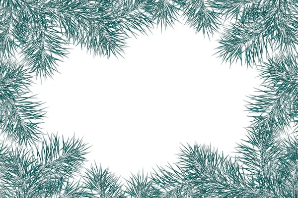 De takken van de kerstboom van sneeuw bedekte boom — Stockfoto