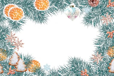 Kar kaplı ağaç Noel ağacı dalları 