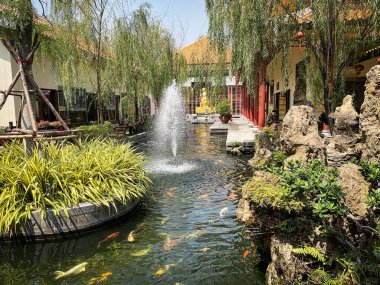 Udon Thani, Tayland - 9 Mart 2020 Udon Thani 'deki Tayland-Çin Kültür Merkezi yerel halk ve turistler için sakin bir ruhani yerdir.