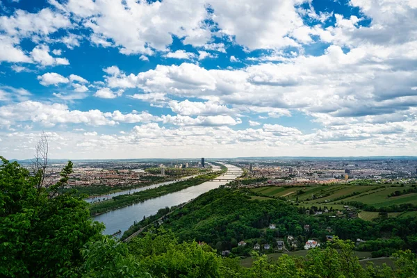 Βιέννη Aerial View Πρωτεύουσα Της Αυστραλίας Στο Μπλε Danube — Φωτογραφία Αρχείου