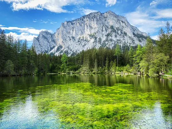 Zelené Jezero Rakousko Tající Voda Horách — Stock fotografie