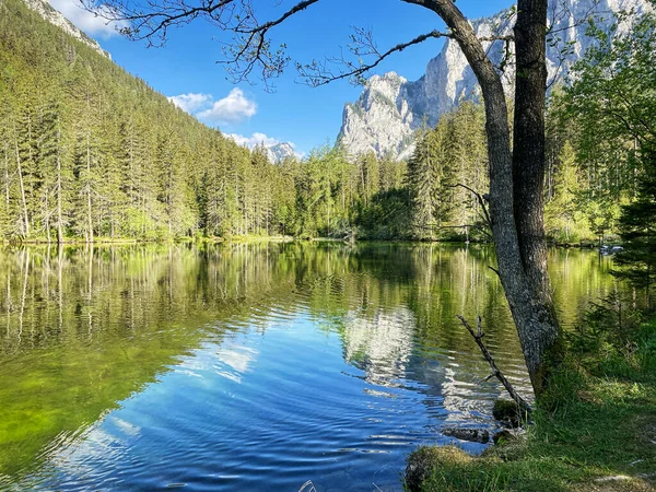 Zelené Jezero Rakousko Dočasné Jezero Tavením Rakousku — Stock fotografie