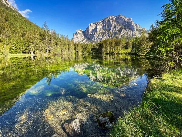 Zelené Jezero Rakousko Dočasné Jezero Tavením Rakousku — Stock fotografie