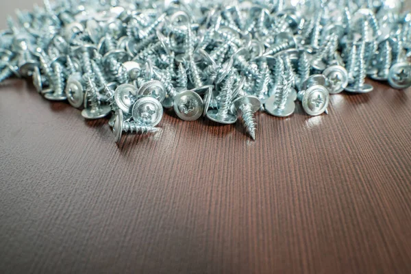 Steel Screws Brown Table — Stock Photo, Image