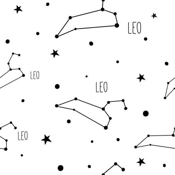 Leo. Patrón sin costura con signo del zodíaco — Vector de stock