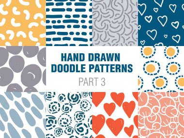 On renkli basit minimalist dikişsiz desen seti