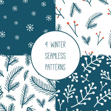 Kış dikişsiz desen seti