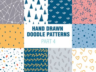 On renkli basit minimalist dikişsiz desen seti