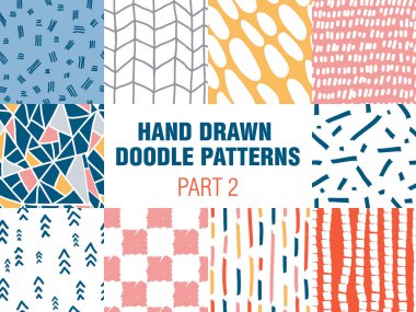 On renkli basit minimalist dikişsiz desen seti