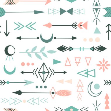 Boho tarzı el çekilmiş seamless modeli