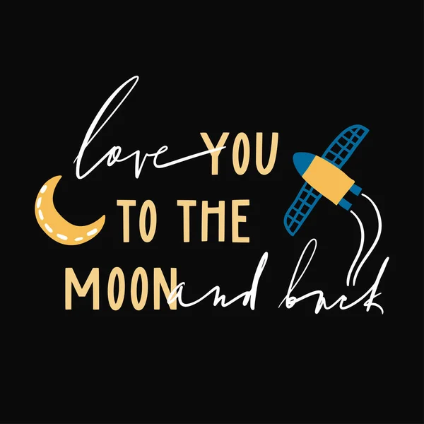 Te quiero a la luna y de vuelta — Vector de stock