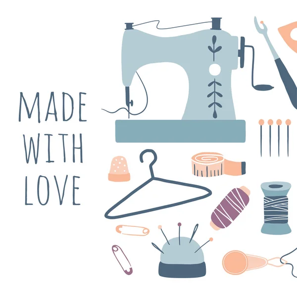 Made with love. Hobby tools poster — Stock Illustration Made with love. Hobby tools poster Royalty Free Stock Vectors